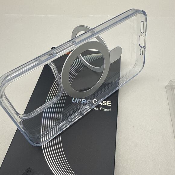 TORRAS Magnetic Kickstand for iPhone 15 Pro UPRO Case, Clear READ - Picture 8 of 10